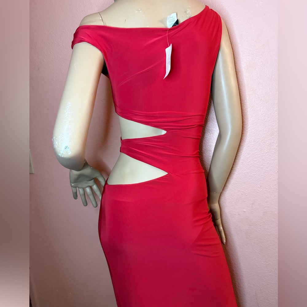 Windsor Red Cutout One-Shoulder Midi Dress – Size S (NWT) - Picture 6 of 15